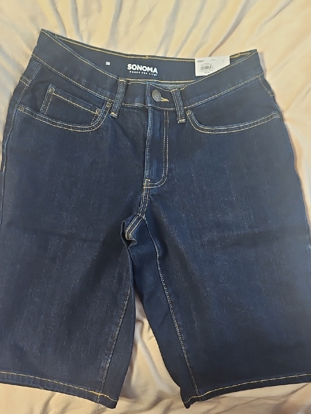 Sonoma Indigo Denim Bermuda Shorts with Contrast Stitching